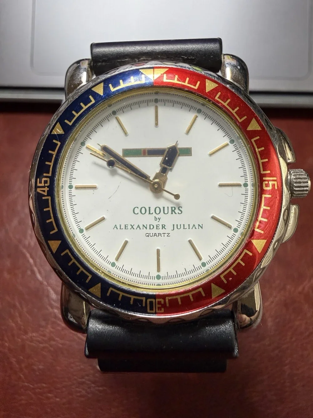 Colours by Alexander Julian Quartz Watch Red Blue Bezel Vintage Style Working